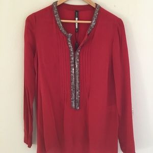 Plenty by Tracy Reese Red Embellished Top/Blouse is New with Tags! Size XS